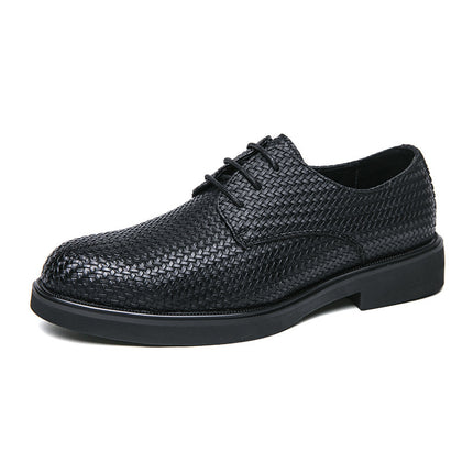 Plus Size 3D Woven Leather Shoes Men's Youth Platform British Shoes - TALKLESSFASHION