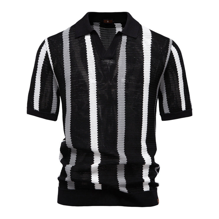 Breathable Hollow Men's Short-sleeved Polo Shirt Sweater - TALKLESSFASHION