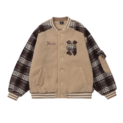 Patchwork Plaid Lamb Wool jacket---3622 - TALKLESSFASHION