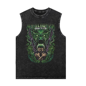 Heavyweight Washed Retro Aged Sleeveless T-Shirt--------1197 - TALKLESSFASHION
