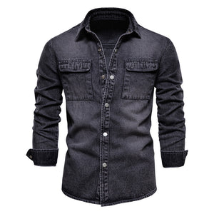 Denim Dusk Lapel Jacket —-7360 - TALKLESSFASHION