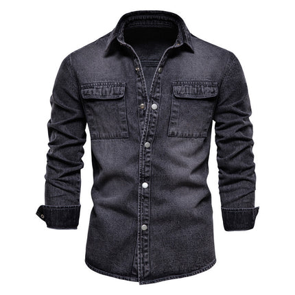 Denim Dusk Lapel Jacket —-7360 - TALKLESSFASHION