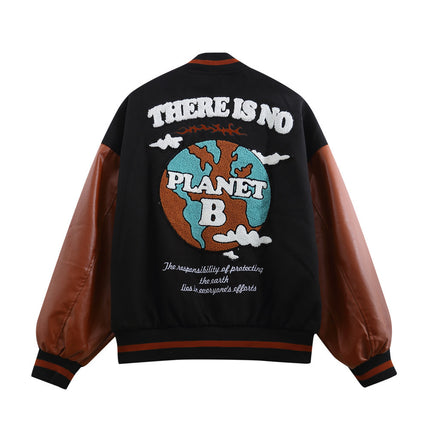 Embroidered PU Leather Jacket—-7398 - TALKLESSFASHION