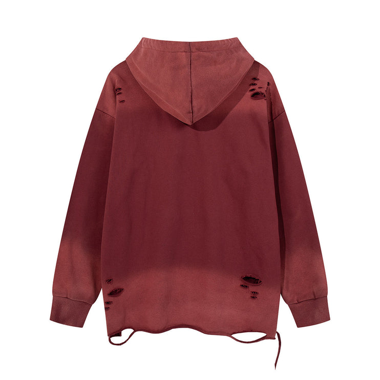 Shadow Washed Ragged Hoodie—9055 - TALKLESSFASHION