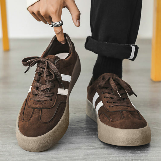 Leather Platform Casual Brown Men's Shoes - TALKLESSFASHION