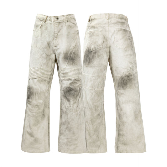Washed Old Color Pleated Stitching Straight Cargo Loose Trousers - TALKLESSFASHION
