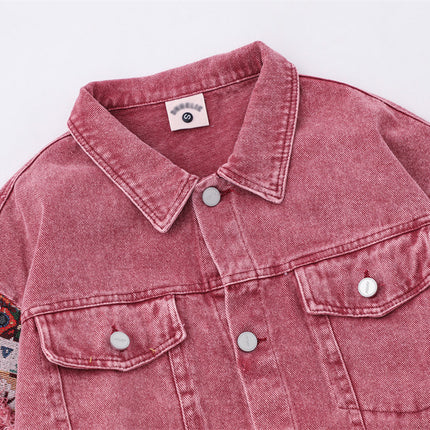 Pink Worn Stitching Edging Jacket—5559 - TALKLESSFASHION