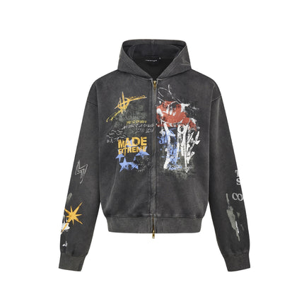 Printed Hooded Men's Autumn And Winter Hip Hop Jacket - TALKLESSFASHION