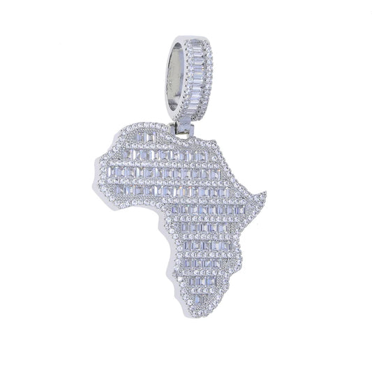Zirconia Paved Africa Map Pendant------3321 - TALKLESSFASHION