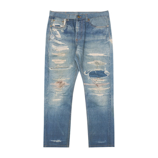 Vintage Washed Distressed Straight Jeans—9070 - TALKLESSFASHION