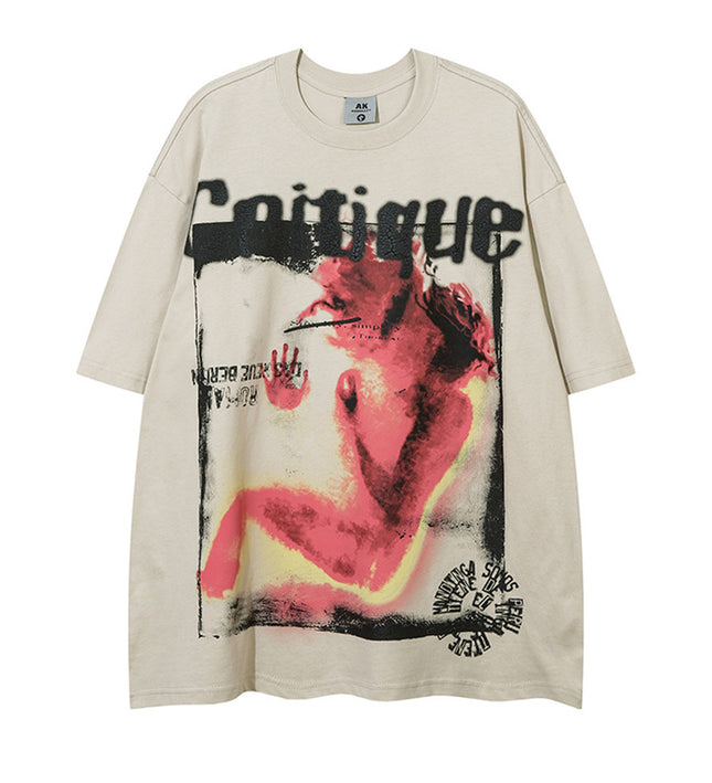Distressed Abstract Pattern Printed T-shirt—4001 - TALKLESSFASHION