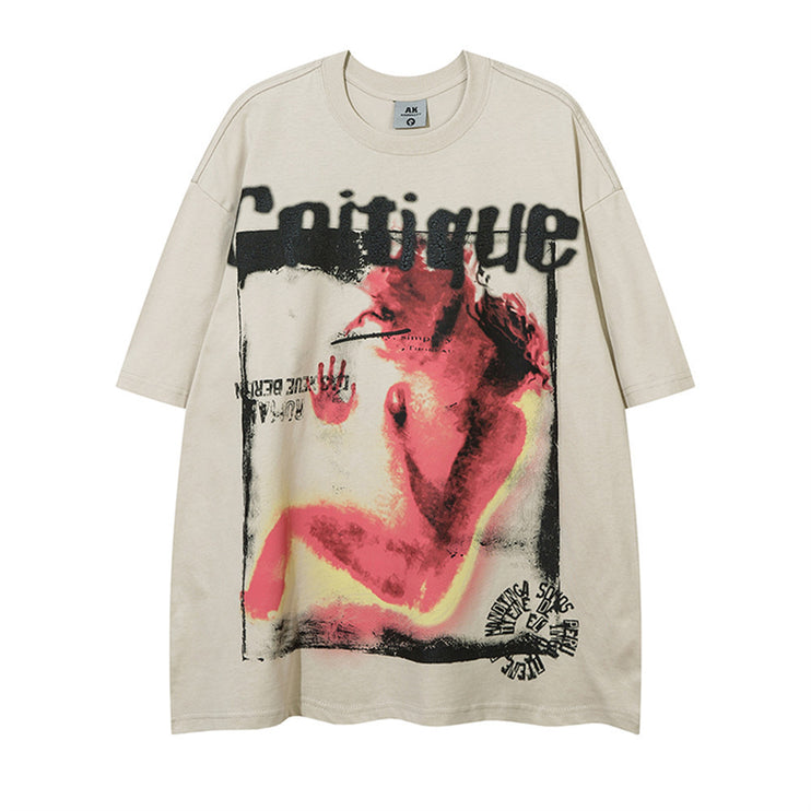 Distressed Abstract Pattern Printed T-shirt—4001 - TALKLESSFASHION