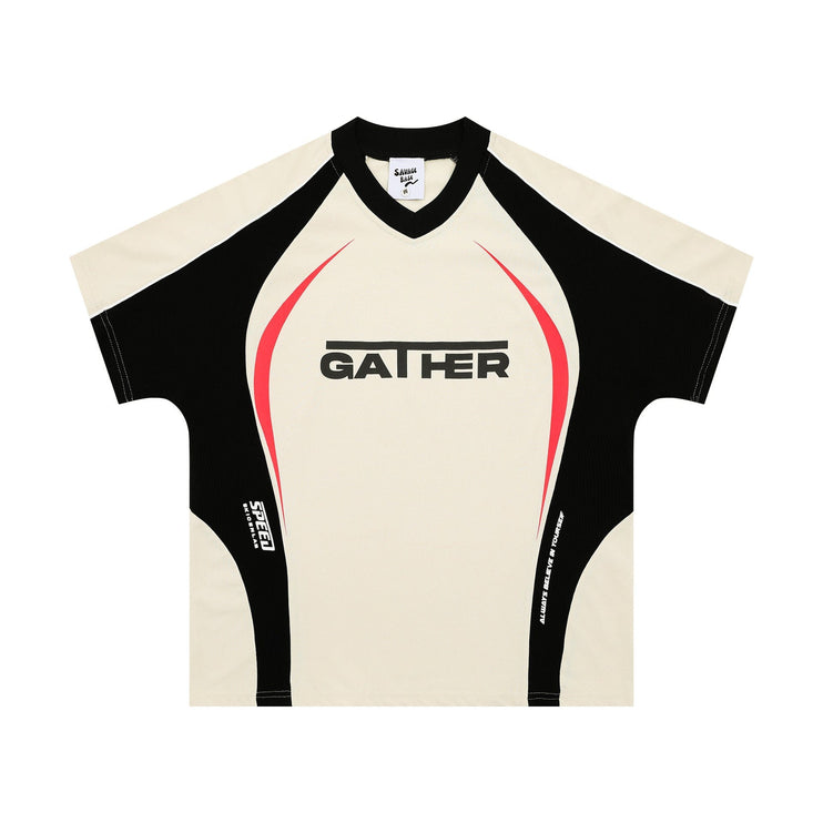 Mein Shop 0 Apricot YR9116 / M Color Matching Letters Printed Men's Loose T-shirt