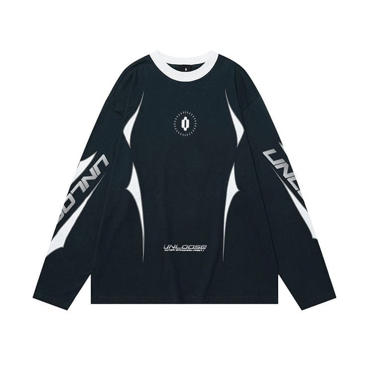 Mein Shop 0 Dark Gray Blue / S Round Neck Drop Shoulder Version Long Sleeves--6533