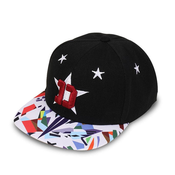 Mein Shop 0 Five-pointed Star Embroidery Outdoor Sun-shade Sun Protection Flat-brimmed Cap