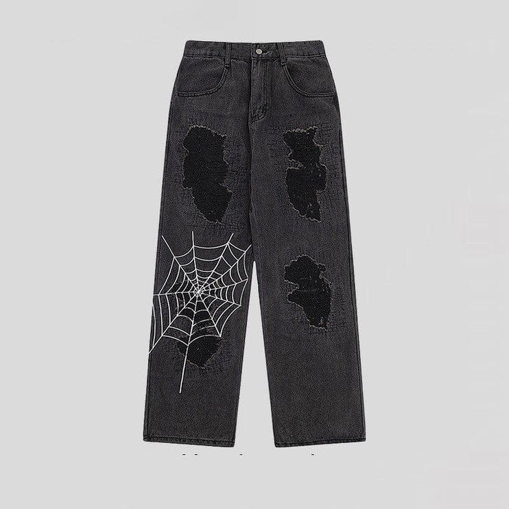 Mein Shop 0 Light Web Destrssed Loose Straight Jeans—9087