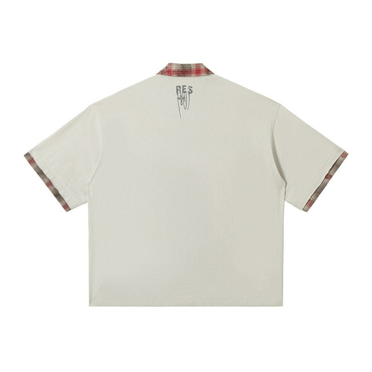 Mein Shop 0 Men's Lapel Graffiti Printing Loose New All-match Short-sleeved Top