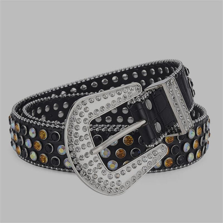 Mein Shop 0 Men Women Alloy Belt Punk Rock Rivet Rhinestone