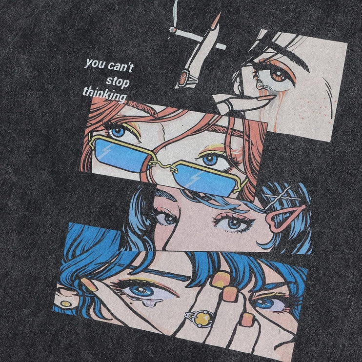 Mein Shop 0 Retro Cotton-padded Clothes T-shirt Street Hip Hop Casual Short Sleeve Men Clothing Top