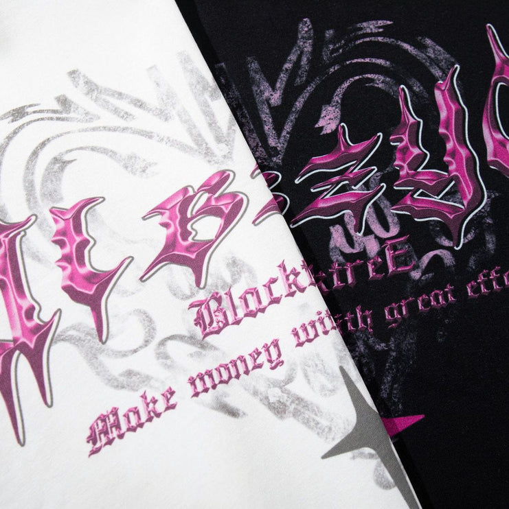 Mein Shop 0 Retro Design Printed Round Neck Short Sleeve T-shirt