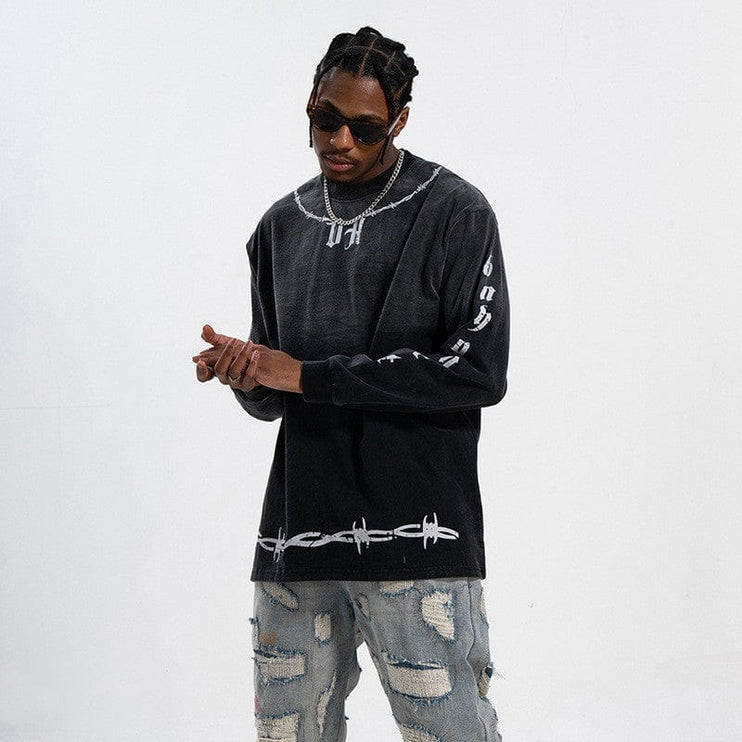 Mein Shop 0 Retro Hanging Dyed Gradient T-shirt--8678