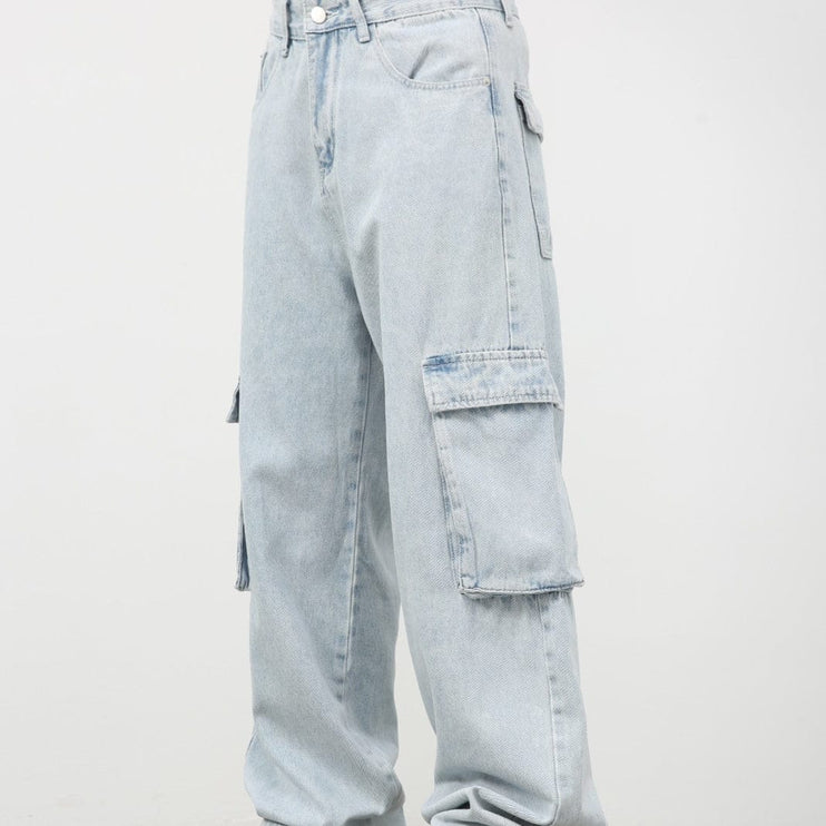 Mein Shop 0 Retro Washed Light Blue Cargo Jeans —9810