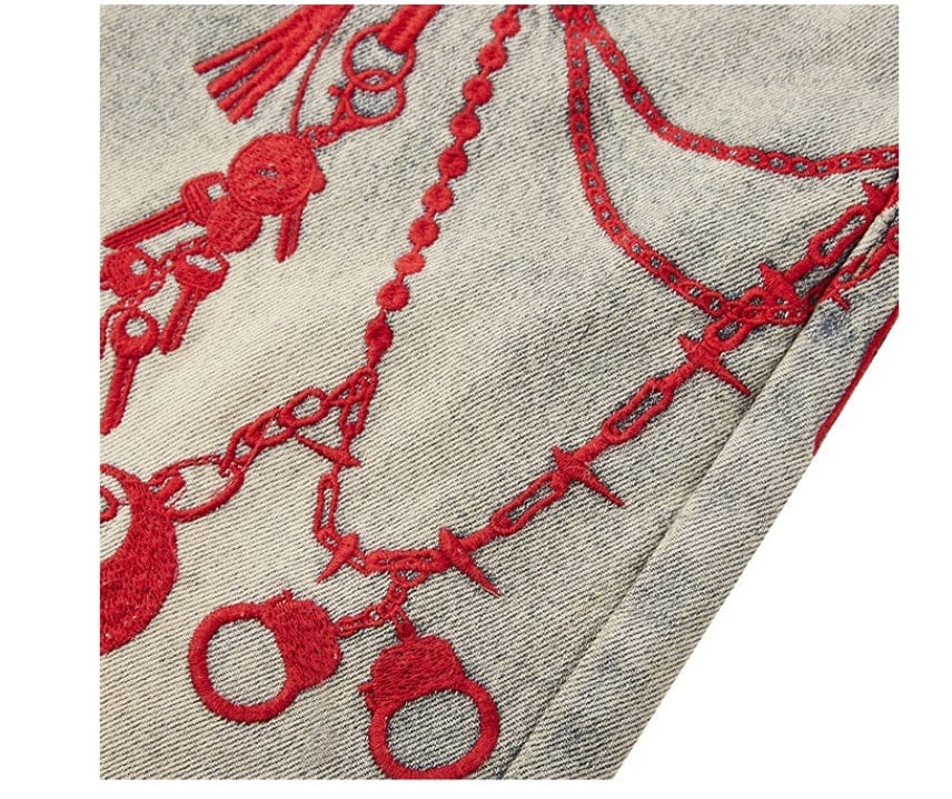 Mein Shop 0 Vintage Embroidery Phantom Zipper Straight Jeans—-4533