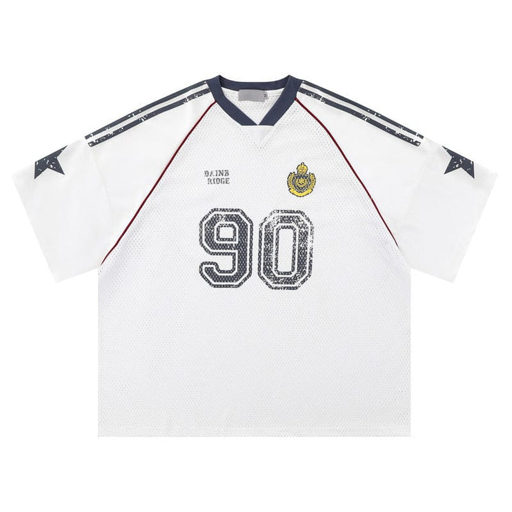 Mein Shop 0 White / S Graffiti Star Badge-style Loose Short-sleeved T-shirt For Men