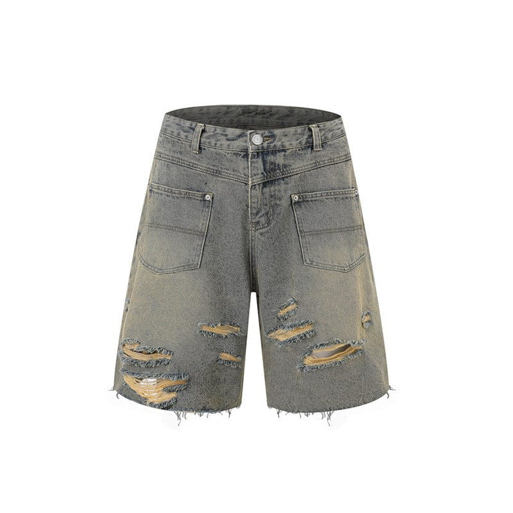 Mein Shop 0 Yellow Mud Color Pants / M Retro Ripped Denim Apparel—1188