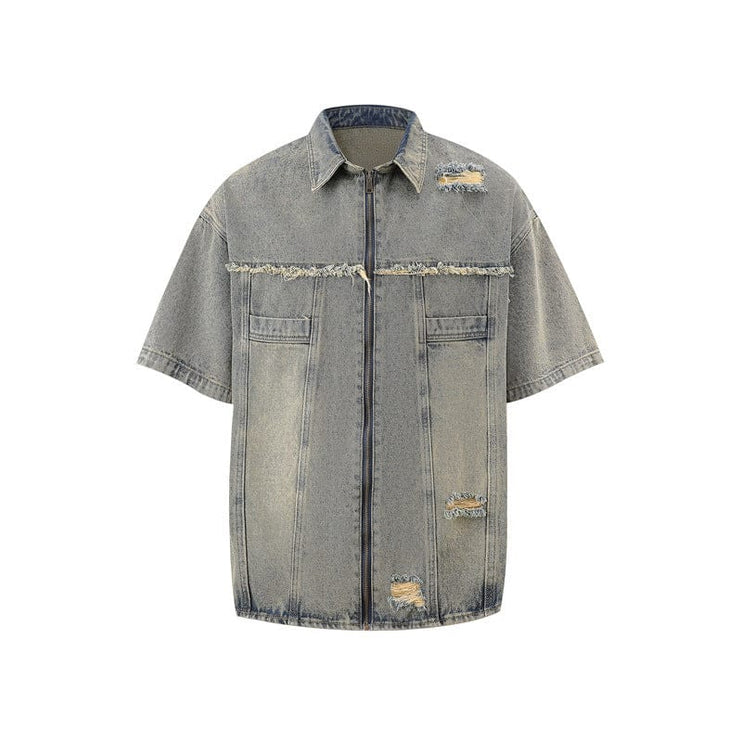 Mein Shop 0 Yellow Mud Color Top / M Retro Ripped Denim Apparel—1188