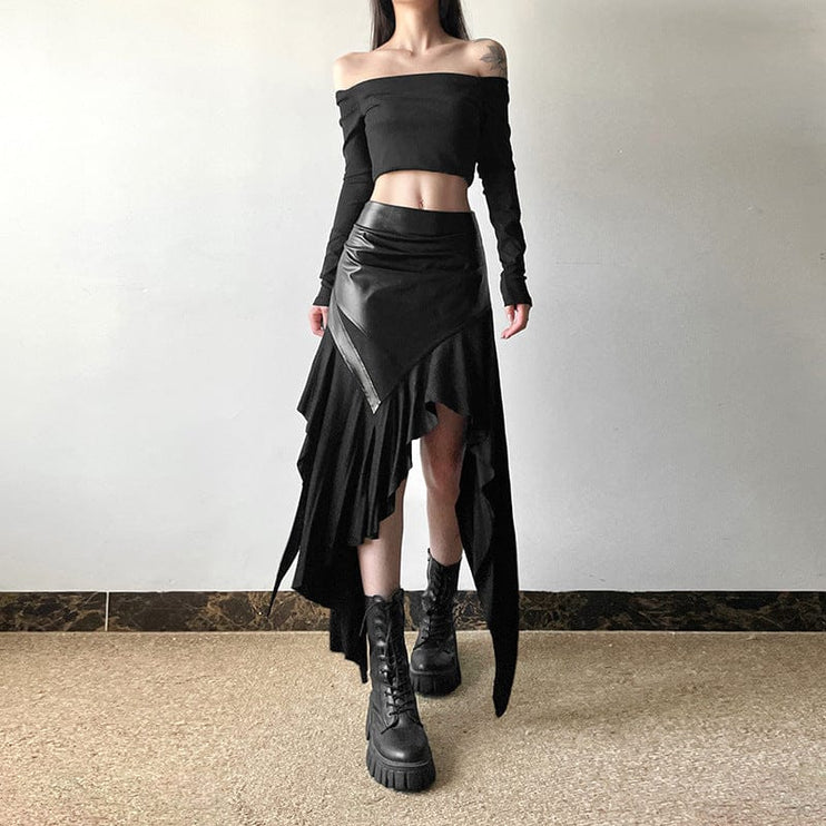 TALKLESSFASHION 2024 Cross-border European and American Style Autumn New Women's Clothing Solid Color Slim Street Fashion High-waisted Irregular Skirt Women