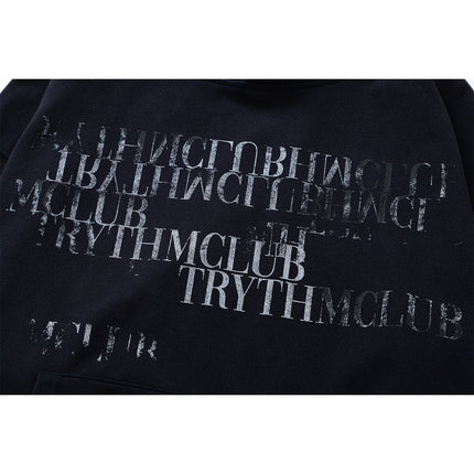 TALKLESSFASHION 27245 American retro high-end neutral letter design neutral thickened men's heavy loose hooded sweatshirt