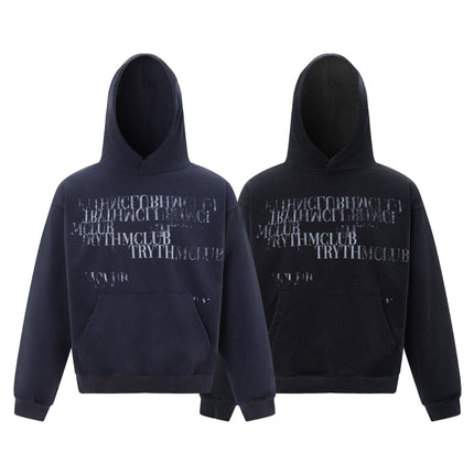 TALKLESSFASHION 27245 American retro high-end neutral letter design neutral thickened men's heavy loose hooded sweatshirt