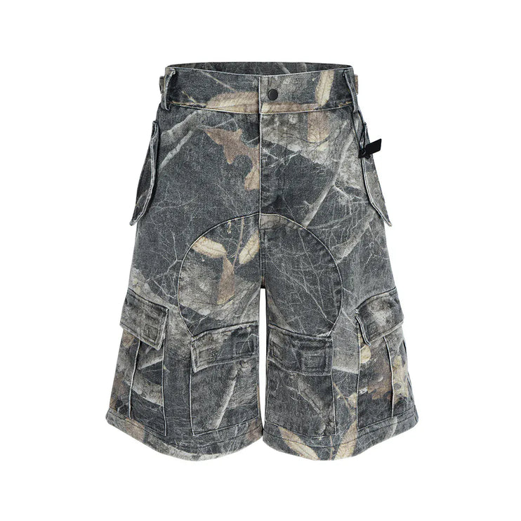TALKLESSFASHION 8487 / Asian M Washed Camouflag Baggy Short  --8953