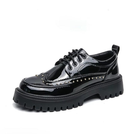TALKLESSFASHION All black / 44 TLF Casual Patent Leather Shoe. ——2952