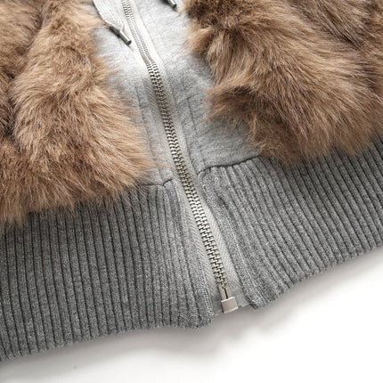 TALKLESSFASHION American Faux Fur Cropped Layered Jacket