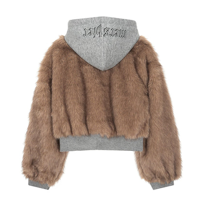 TALKLESSFASHION American Faux Fur Cropped Layered Jacket