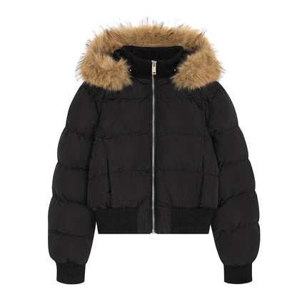 TALKLESSFASHION American Fur Collar Cropped Puffer
