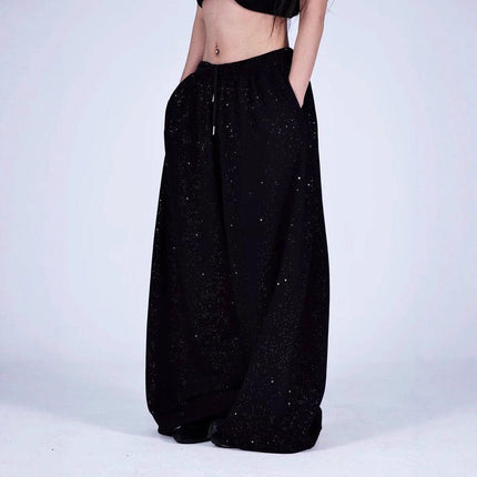 TALKLESSFASHION American hot diamond sprinkled sparkling snake print glitter pants women's loose street dance jazz jzza casual sports sweatpants