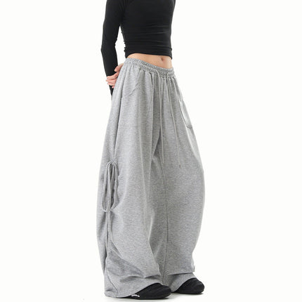TALKLESSFASHION American lazy and loose streamer strappy gray sweatpants hot girl jazz dance hip hop loose straight scimitar pants