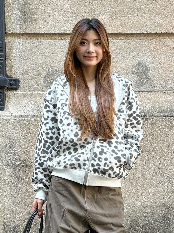 TALKLESSFASHION American leopard print hooded