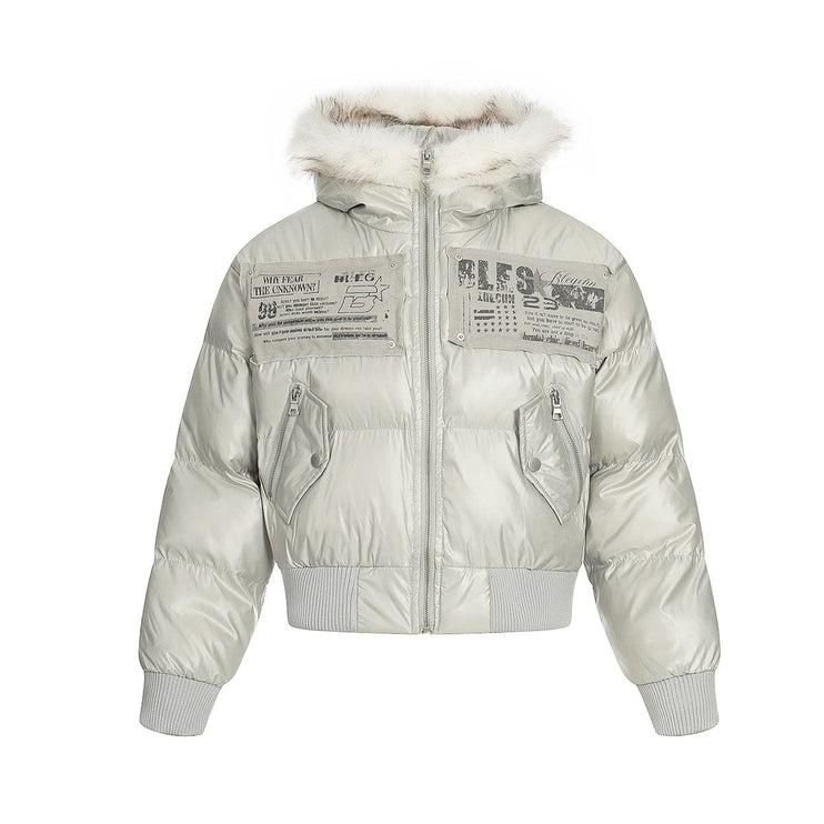 TALKLESSFASHION American mountain carved fur collar jacket