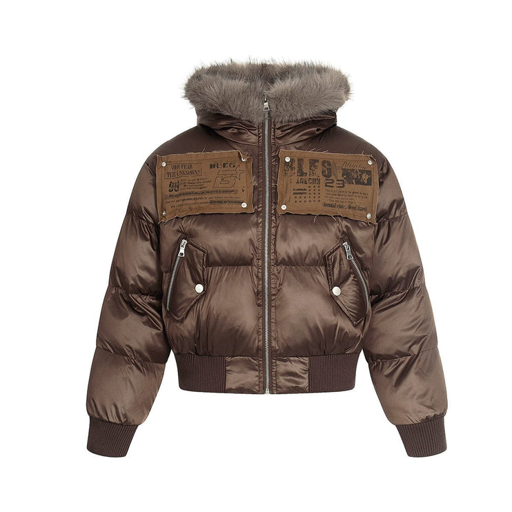 TALKLESSFASHION American mountain carved fur collar jacket