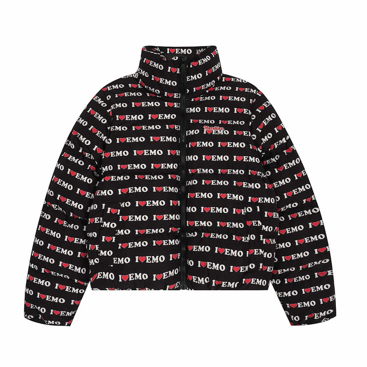 TALKLESSFASHION American Retro Love Letters Cropped Puffer