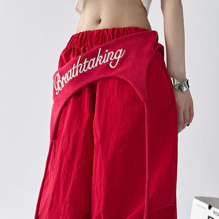 TALKLESSFASHION American trend wide-leg pants, women's butt curtain layered strap-on design, hip-hop jazz retro casual loose scimitar pants trend