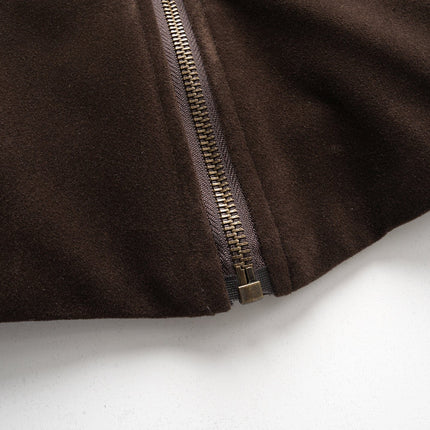 TALKLESSFASHION American vintage nail bead cross fur collar jacket jacket for women 2025 fall loose casual versatile top