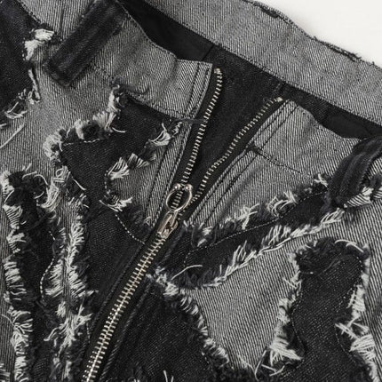 TALKLESSFASHION Autumn 2025 new heavy craft patch embroidered zebra pattern European and American trendy brand denim loose trousers