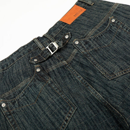 TALKLESSFASHION Bamboo Texture Wide-Leg Jeans