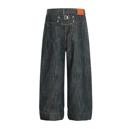 TALKLESSFASHION Bamboo Texture Wide-Leg Jeans