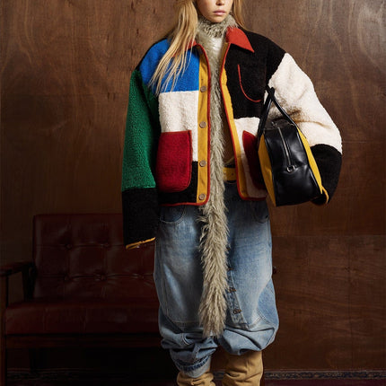 TALKLESSFASHION Bauhaus Geometric Lambswool Jacket